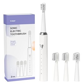 Y-Kelin - Cepillo de dientes ortodóntico, cepillo de dientes eléctrico de ortodoncia sónico para adultos y niños, cerdas suaves, 2 cabezales de cepillo cóncavos y 2 cabezales de cepillo convexos, 5