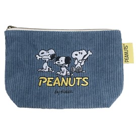 Nakajima Corporation Peanuts Snoopy 75th Cosmetic Pouch, Blue, 204417-24, H 4.7 x W 7.5 x D 2.0 inches (12 x 19 x 5 cm)