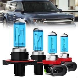 LECCIBUB Headlight Bulbs Compatible With Ford Flex 2009-2019, 9008 High Low Beam + H11 Fog Lights Halogen Light Bulb Combo, Super Bright 6000K White, Plug and Play, Pack of 4