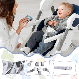 DWFEYOI 1 x 5-point safety belt, high chair, multifunctional child safety belt, high chair strap for buggy, child seat, pram and high chair, hauck high chair accessories, grey