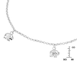 AeraVida Adorable Chain of Tiny Elephants Sterling Silver Charm Anklet