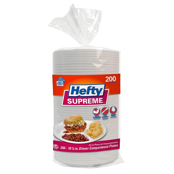 Hefty Supreme 3-Section Foam Plate (200 ct.) - 3 Packs