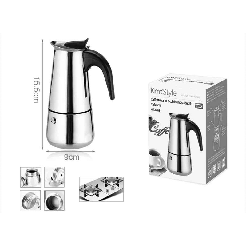 A2ZWORLD Stainless Steel Espresso Maker with Heat Resistant Handle Suitable