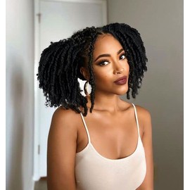 KRSI Black Dreadlock Curly Drawstring Loc Ponytail for Black Women, Lovely Goddess Coil Dreadlock Drawstring Clip in on Ponytails Hair Extensions Fake Ponytail Hairpieces for Black Women and girl(1B)