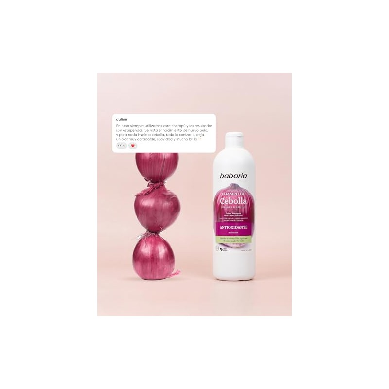 Babaria - Shampoo Anticaida Shampoo de Cebolla Sin Olor y