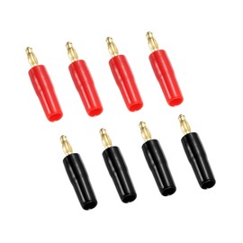 PATIKIL Banana Plugs Speaker Banana Plugs Screw Type 4mm Gold-Plated Copper Red Black for Speaker Wires, Sound Systems, Video Receivers, Home Theater Pack of 8
