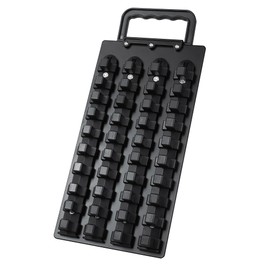 Reniteco 40-Piece Portable Socket Organizer Steel Tray with Handle - Heavy Duty Socket Holder Kit 1/2-Inch Black Clips（1 PC Set, Black