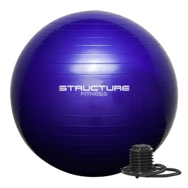 Structure Fitness 65CM Gym Ball Exercise Yoga Swiss Core Fitness - Ideal for core strength training, stretching, toning, resistance Pilates Workout- Hand-pump included. (PURPLE)