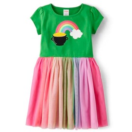 Gymboree,and Toddler Short Sleeve Tutu Dress,St. Patrick's Day Rainbow,4T
