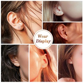 Silvora Letter Studs Sterling Silver Earrings for Grandma Shiny Initials E Stud Earring Jewelry Alphabet Gifts for Mom