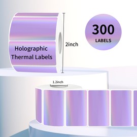Yegawen Direct Thermal Label 2x1 Inch- Barcode Labels- Holographic Thermal Sticker Labels for Address, Shipping, Compatible with Rollo Label Printer & MUNBYN& Zebra (300 Labels/Purple)