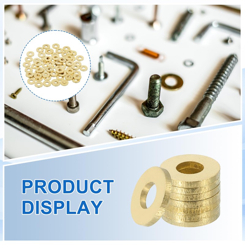MECCANIXITY 70 Pack Brass Flat Washer, M3 Copper Washers Crush