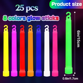 Dyrfolm 25 PCS Glow Sticks Bulk,6 Inch Glow in The Dark Sticks Party Supplies,Assorted Colors Party Light Sticks,Ultra Bright Glow Light Up Sticks for Kids and Adults Party Favors(8 Colors)