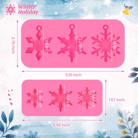 Patelai 3 Pcs 3D Christmas Snowflake Silicone Mold Fondant Snowflake Chocolate Candle Ornament Resin Molds DIY Resin Crafts Jewelry Pendant Gift Winter Home Decoration(Pink)