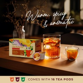 Gya Tea Co Chai Herbal Tea Pod (16 ct) - Decaf Hot Tea with Aromatic & Mellow for Smooth & Comfort