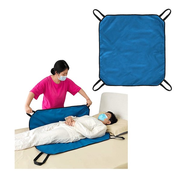 NEPPT Positioning Pad Draw Sheet Patient Transfer Board Lift Sheet Slide Protective Hospital Bed Mat with Handles for Incontinence, Bariatric, Elderly - Reusable & Washable (Blue-39" x 46")