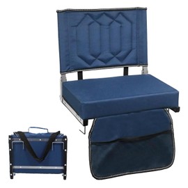 Comfortable Stadium Seats for Bleachers with Back Support & Cushioned Seat, Shoulder Strap, Carry Handle, and Storage Pockets, Perfect for Sports, Concerts, Camping & Outdoor Events, 1pack, Blue