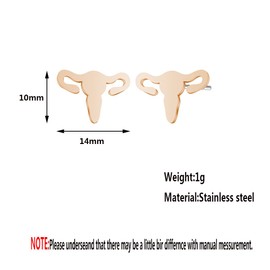 Mini Uterus Earrings Simple Stainless Steel Human Uterus Ear Studs Anatomic Stud Earrings for Women, Zinc, No Gemstone