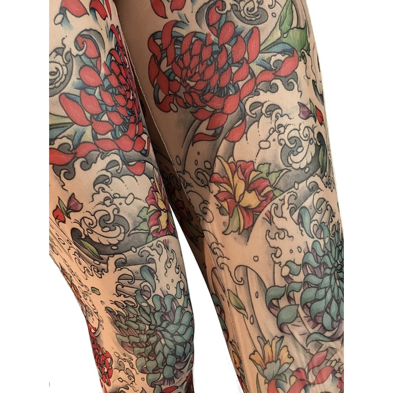 Wild Rose Ladies MUMS Tattoo Mesh Leggings, Tan, Medium