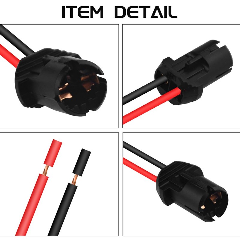 WMYCONGCONG 10 PCS T10 194 Pre-Wired LED Bulbs Female Socket