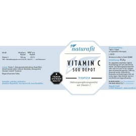 naturafit Vitamin C 500 Depot Capsules, Pack of 70 Capsules