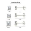 Set of 6 pairs of stud earrings, hypoallergenic cubic zirconia