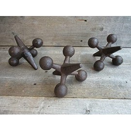 Cast Iron Antique Style Durable Vintage 3 Jacks Jax Paper Weight Book End Door Stop Rustic Americana Toy Decor