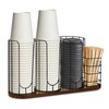 MOJIEZUO 4-Compartment 18oz Coffee Cup Dispenser Rack with Wood Base,