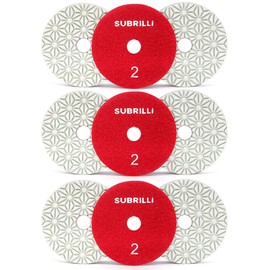 SUBRILLI 4" Dry/Wet 3 Step Diamond Polishing Pads 9-Pcs Step 2 for Granite Marble Quartz Concrete