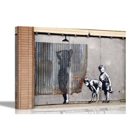 Shower Peepers By Banksy Canvas Pictures Framed Prints Wall Art Home Office Work Artwork 30 x 20cm (12 x 8 inches) A4