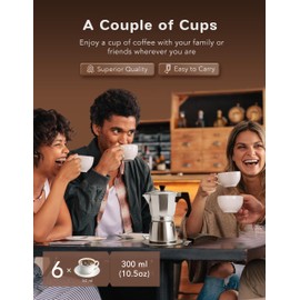 ESEVOLO 2Pcs - 1 Moka Pot Espresso + 5.5 Inch Stainless Steel Induction Plate Adapter, 6 Cup Aluminium Italian Stovetop Espresso Maker, Transparent Cover, Portable Coffee Maker for Camping