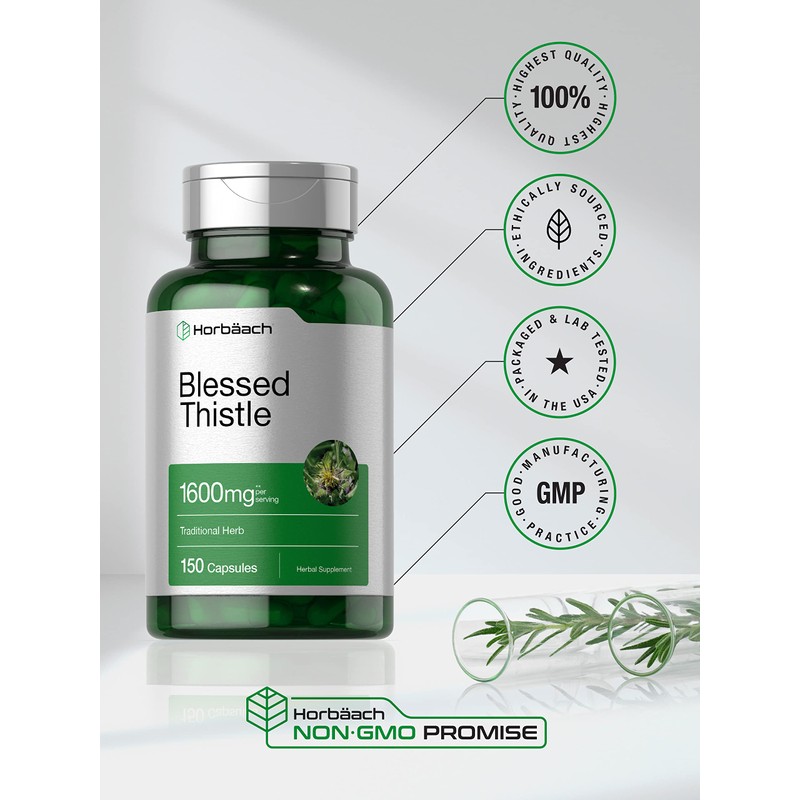 Horbaach Blessed Thistle Capsules 1600 mg | 150 Count |