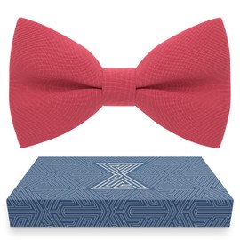 Boys Red Bow Tie Teens Gabardine Fabric Material for Kids Bowtie, Toddler Bow ties Formal Pre-Tied Tuxedo Clip on Shape Infant Handmade Bow ties for Any Ages in Solid Colors (Medium, Light Red)