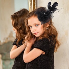 Zinniday Black Kentucky Fascinator Hat - Derby Hats with Veil Mesh Feathers Tea Party Hair Clip Wedding Church Headband Vintage Accessories