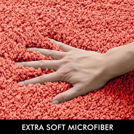 MIULEE Living Coral Absorbent Bathroom Rugs, Soft Large Bath Mats Non-Slip and Quick-Drying for Bathroom Floor Bathtub Showers, Machine Washable Carpet (24 x 36 Inches)