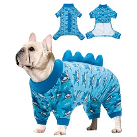 CuteBone Shark Costume Dog Pajamas, Stretchy Spandex Crystal Velvet Sleepwear Coat for Small Dogs, Soft & Warm Pet Outfit Clothes for Cold Weather, Cozy Pullover Design COSP07XS