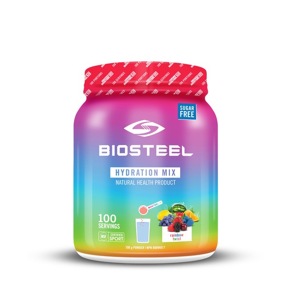 BioSteel Hydration Mix, Great Tasting Hydration with Zero Sugar, and No Artificial Flavours or Preservatives, Rainbow Twist Flavour, 100 Servings per Tub