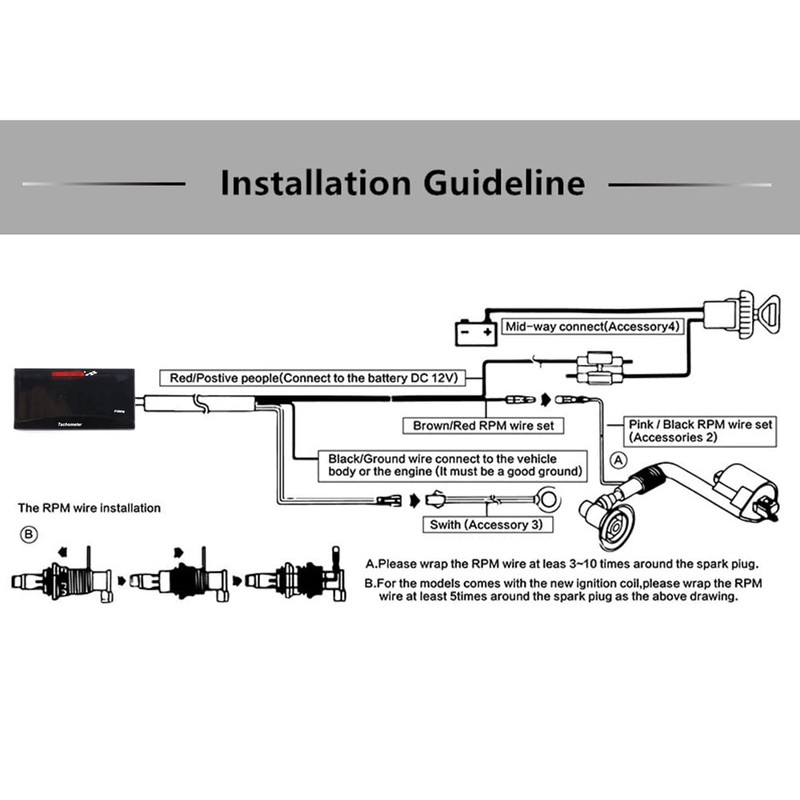 Universal Digital Tachometer RPM Meter Motorcycle Tachometer Car Gauge Waterproof