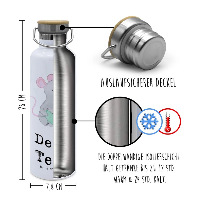 Mr. & Mrs. Panda Personalisierte Trinkflasche Frühpädagogin Herz - Personalisierte