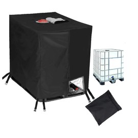 IBC Tank Cover, 1000 L, Waterproof Protective Cover, IBC Container Cover, Outdoor Tarpaulin, Rain Butt Cover for Rainwater Tank, 120 x 100 x 116 cm