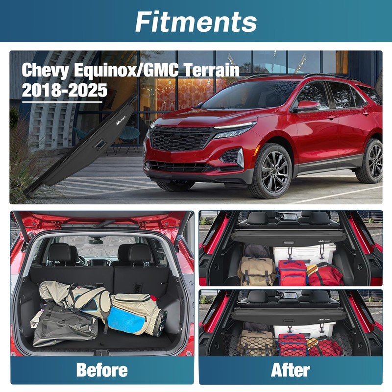 Nilight Trunk Cargo Cover for Chevy Equinox GMC Terrain 2018