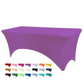 BDDC Fitted Table Covers for 6 Foot Tables, Spandex Table Covers 6ft, Purple Table Clothes for 6 Foot Rectangle Tables, Tablecloths for Parties, Banquet, and Festival