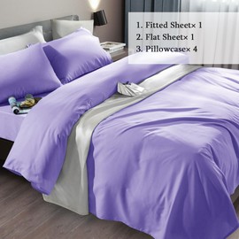 SONORO KATE Bed Sheet Set Super Soft Microfiber 1800 Thread Count Luxury Egyptian Sheets Fit 18-24 Inch Deep Pocket Mattress Wrinkle-6 Piece (Lavender, King)