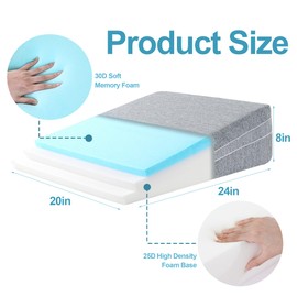 ROYALAY Adjustable Bed Wedge Pillow for Sleeping, Triangle Incline Wedge Pillow for Back Reduce Pressure, Memory Foam Pillow for Post Surgery, Back Support, Leg Elevation, Gerd Acid Reflux, Snoring