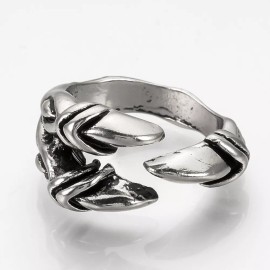 LZD Adjustable Alloy Cuff Finger Ring Wide B Ring Antique Silver 18.5mm P407