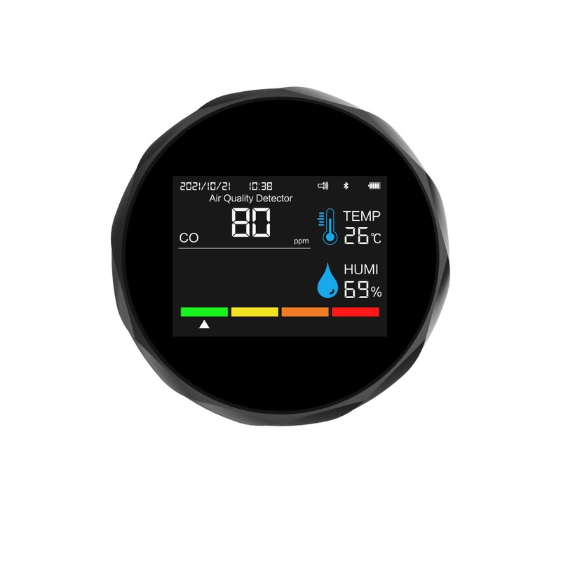 6-in-1 Carbon Monoxide Detector Portable LED Display CO2 TVOC HCHO