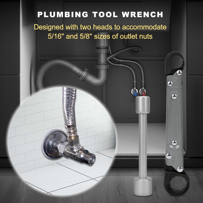Holdly Plumbing Tools Angle Stop Wrench Kit, Angle-on Wrench Professional