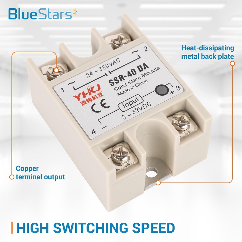 BlueStars Solid State Relay SSR-40DA DC to AC Input 3-32VDC