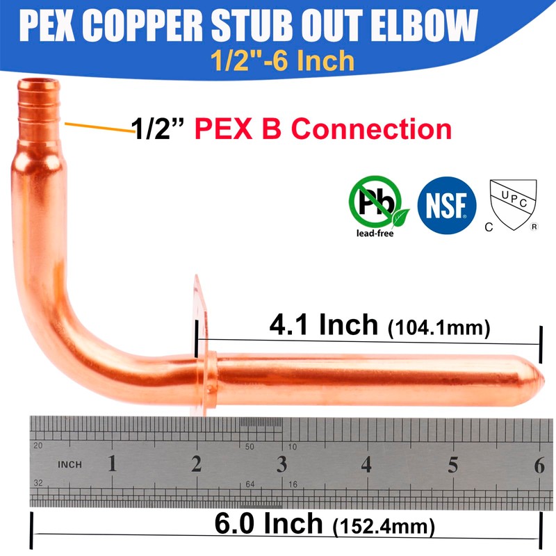 WHK 10 Packs 1/2 Inch Copper PEX Stub Out Pex-B