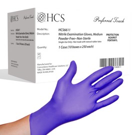HCS Bulk Nitrile Gloves - (2500/Case) Medical Gloves Disposable - Latex-Free Rubber Glove - Disposable Glove, Chemo Rated - Dark Purple Nitrile Exam, Medium